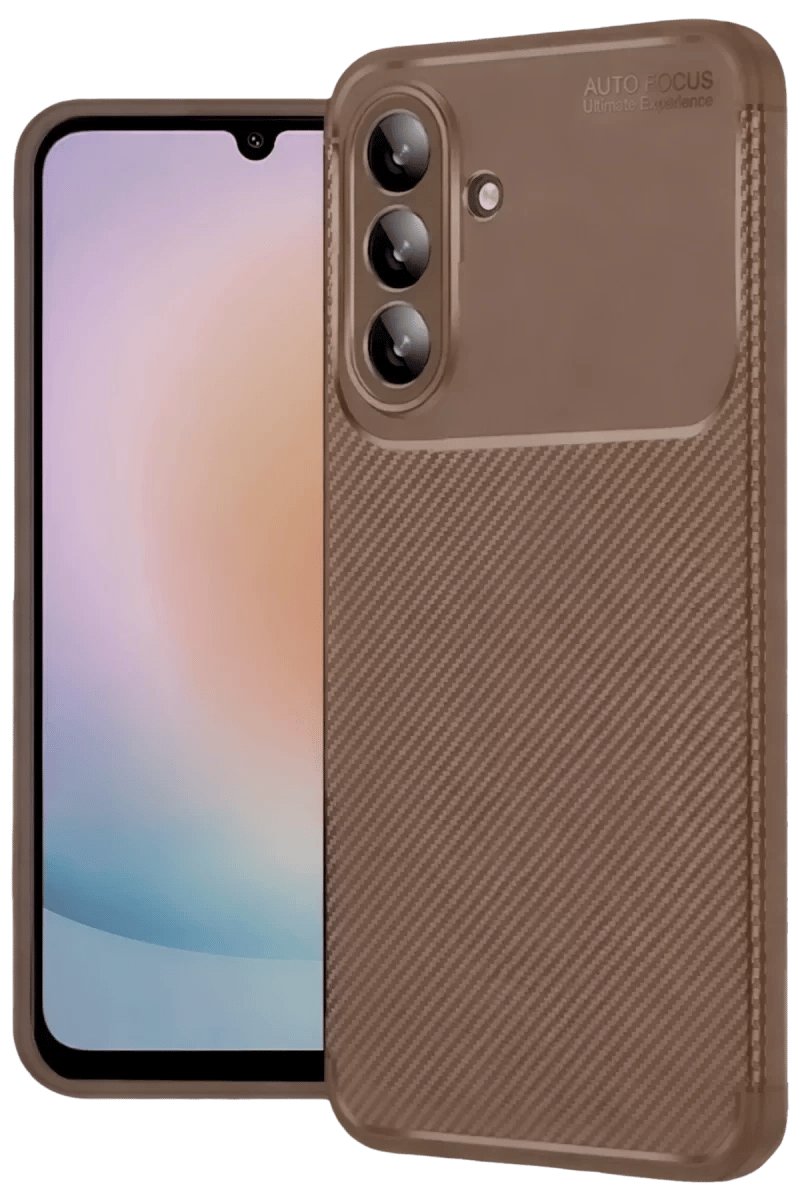Samsung Galaxy A57 5G Auto Focus Karbon Kapak - Kahverengi