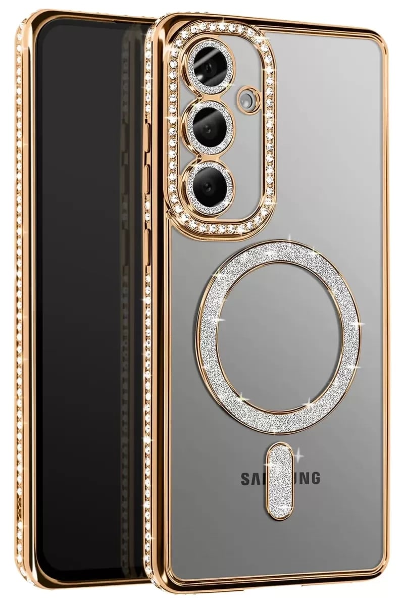 Samsung Galaxy A57 5G Joke Simli Magneticsafe Kılıf - Gold