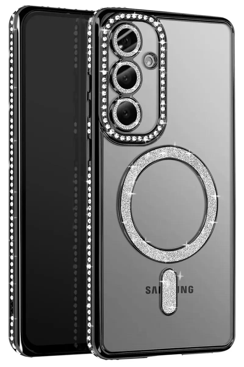 Samsung Galaxy A57 5G Joke Simli Magneticsafe Kılıf - Siyah