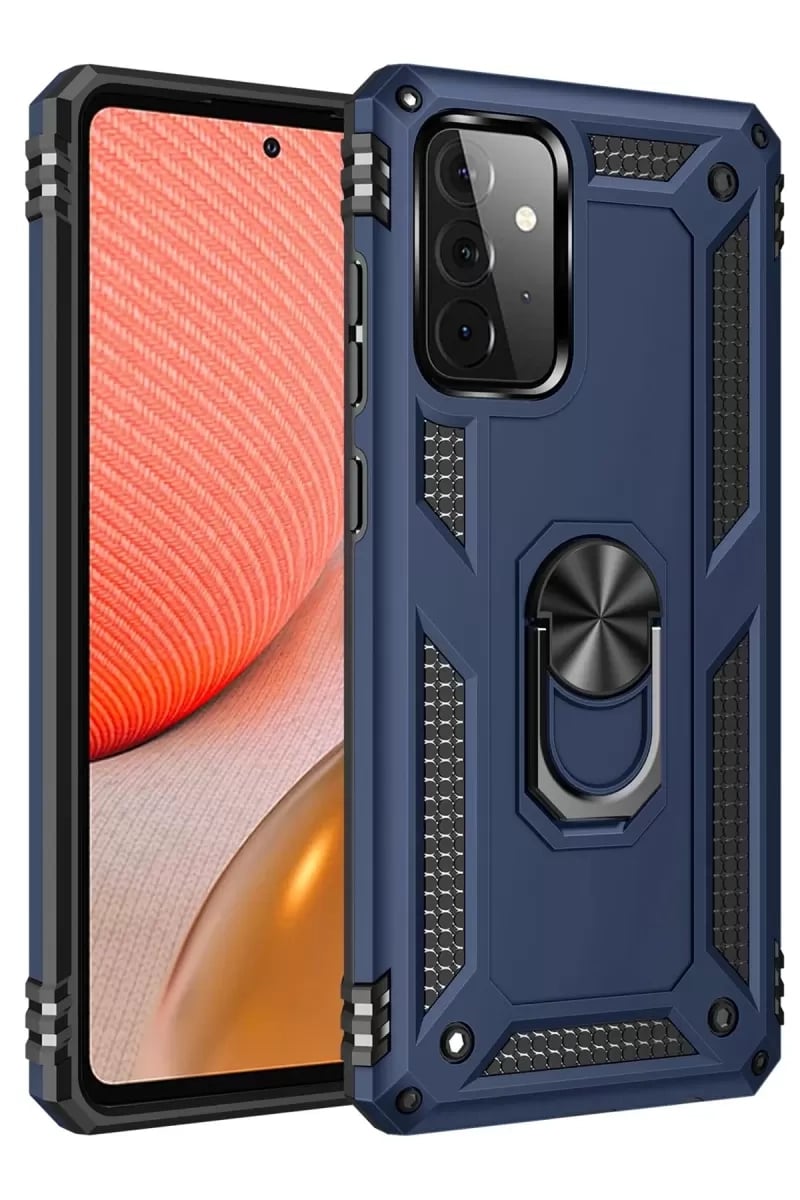 Samsung Galaxy A72 Kılıf Sofya Yüzüklü Silikon Kapak - Lacivert