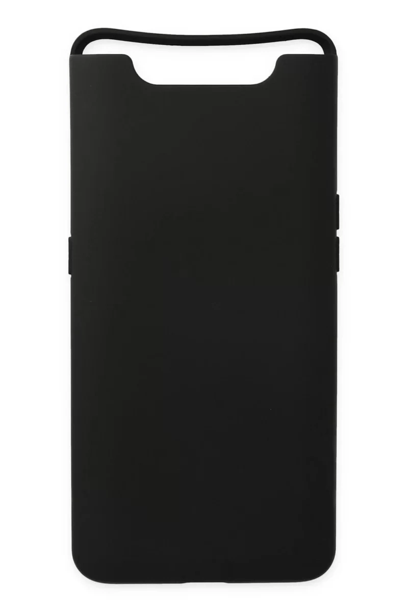 Samsung Galaxy A80 Kılıf Nano içi Kadife Silikon - Siyah