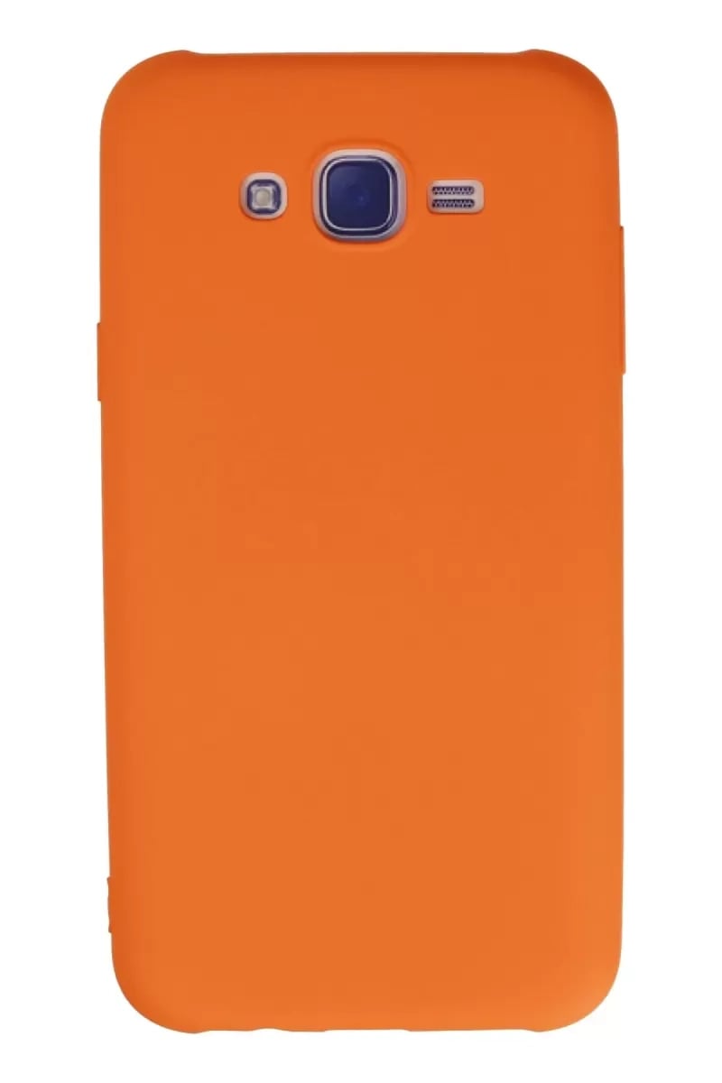 Samsung Galaxy J7 Kılıf Nano içi Kadife Silikon - Turuncu