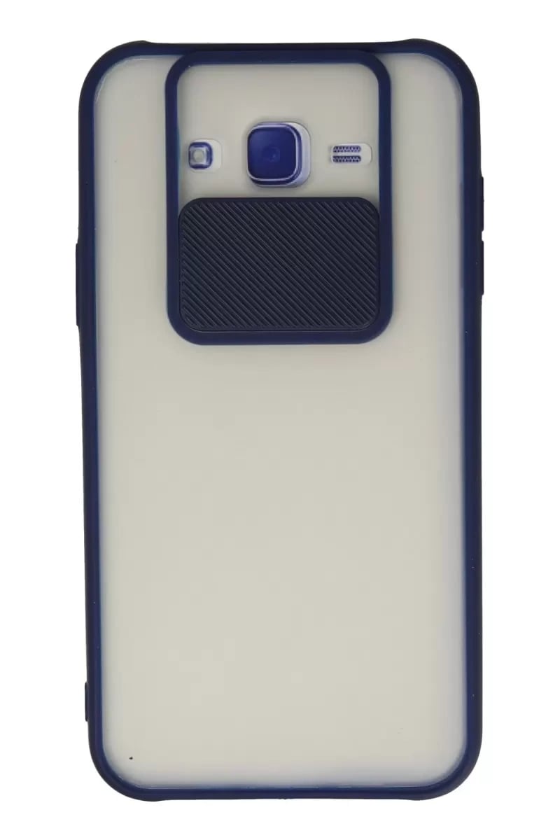 Samsung Galaxy J7 Kılıf Palm Buzlu Kamera Sürgülü Silikon - Lacivert