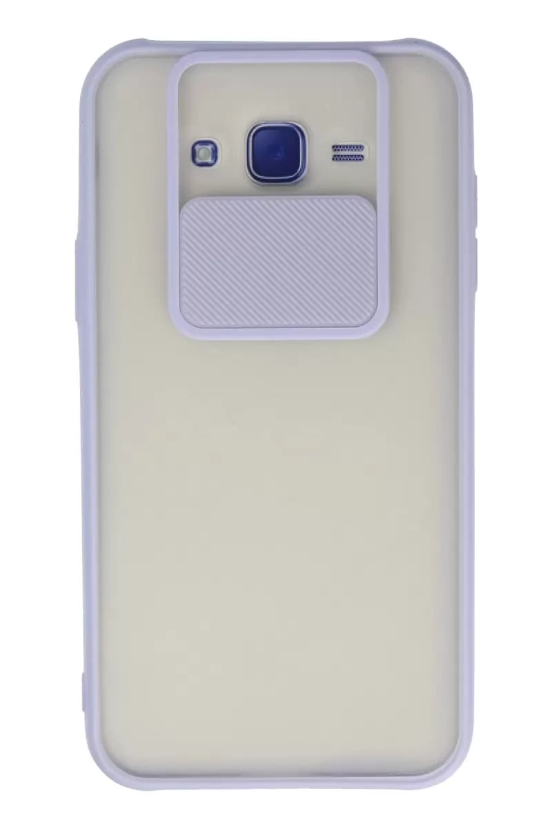 Samsung Galaxy J7 Kılıf Palm Buzlu Kamera Sürgülü Silikon - Lila