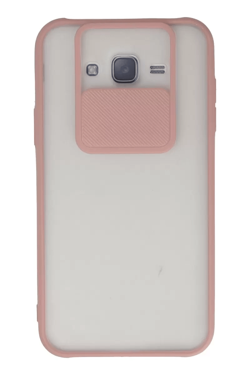 Samsung Galaxy J7 Kılıf Palm Buzlu Kamera Sürgülü Silikon - Pembe