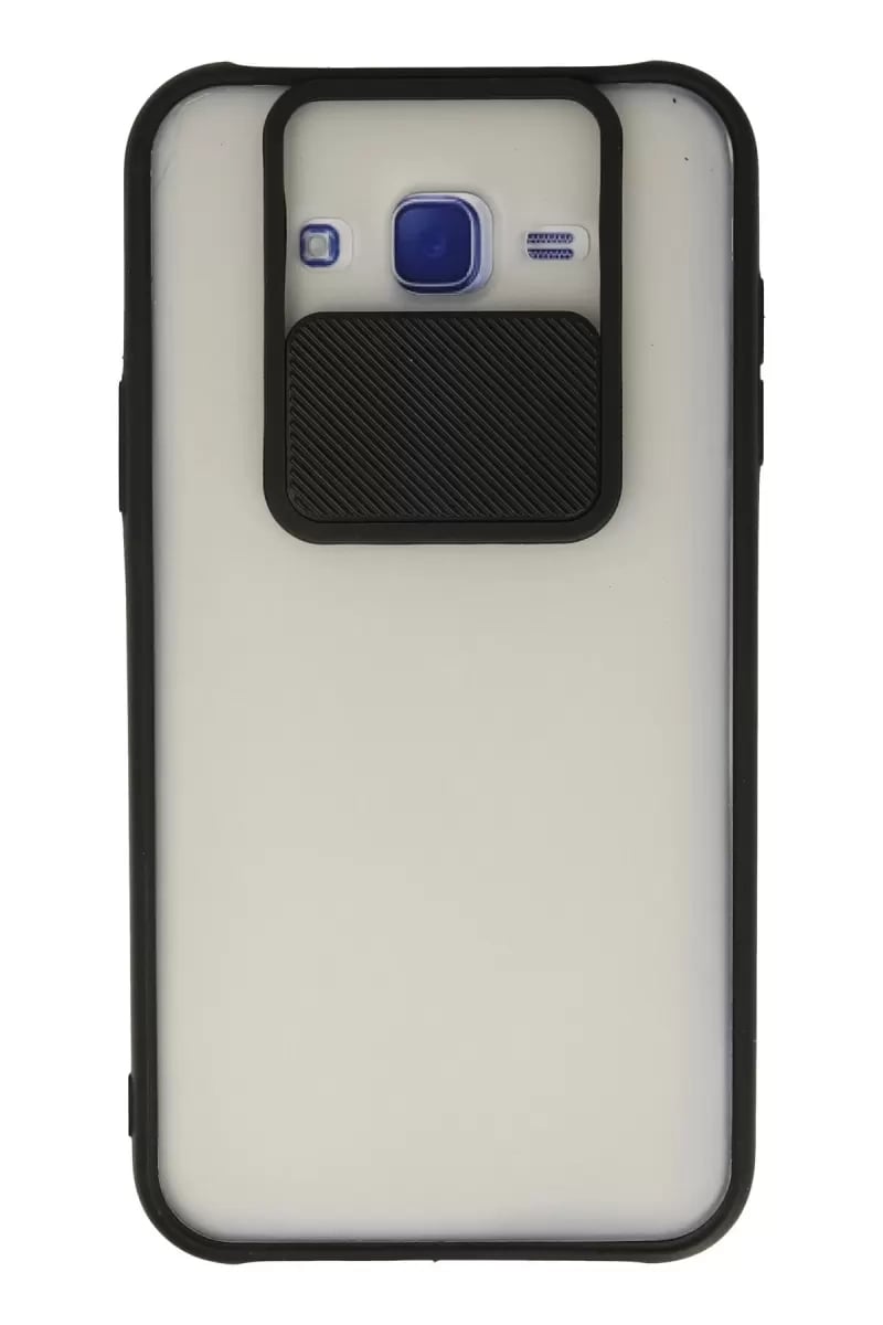 Samsung Galaxy J7 Kılıf Palm Buzlu Kamera Sürgülü Silikon - Siyah