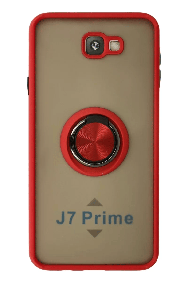 Samsung Galaxy J7 Prime Kılıf Montreal Yüzüklü Silikon Kapak - Kırmızı