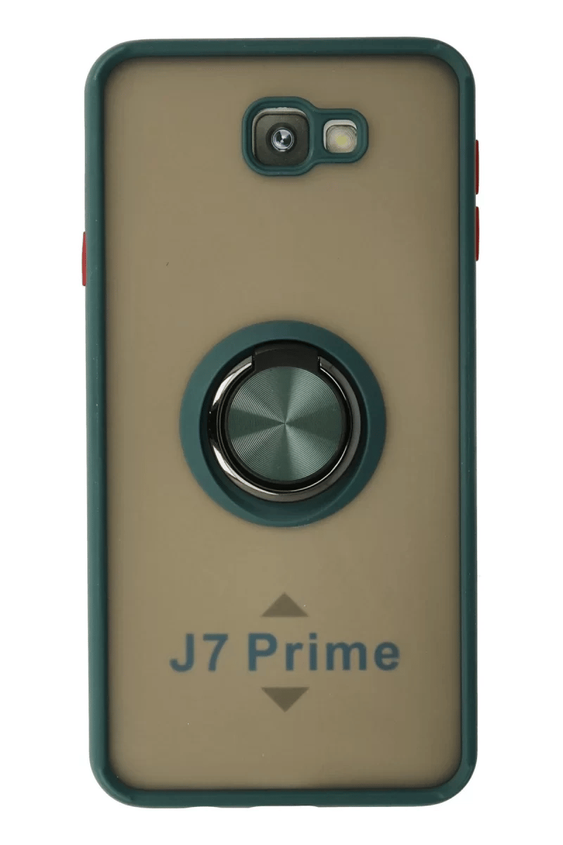 Samsung Galaxy J7 Prime Kılıf Montreal Yüzüklü Silikon Kapak - Yeşil