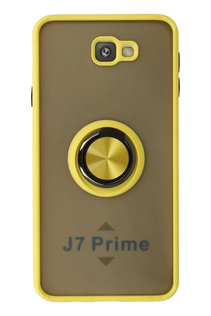 Samsung Galaxy J7 Prime Kılıf Montreal Yüzüklü Silikon Kapak - Sarı