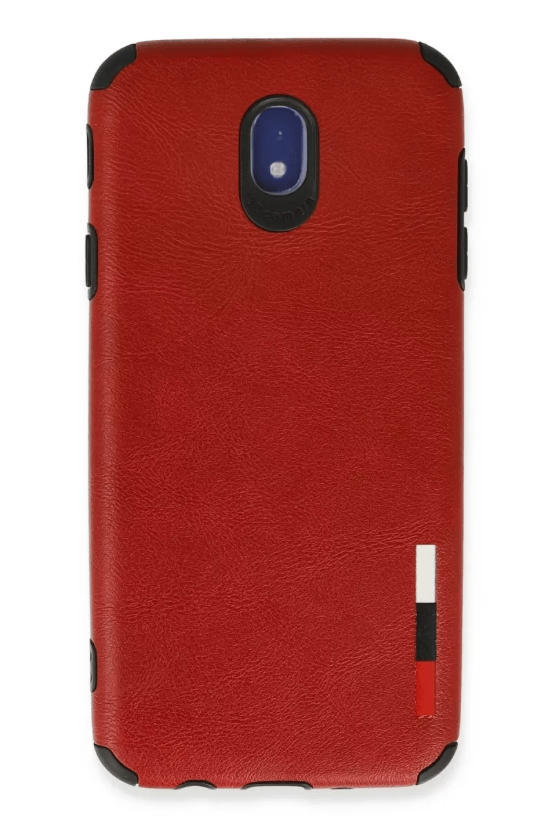 Samsung Galaxy J7 Pro / J730 Kılıf Loop Deri Silikon - Kırmızı