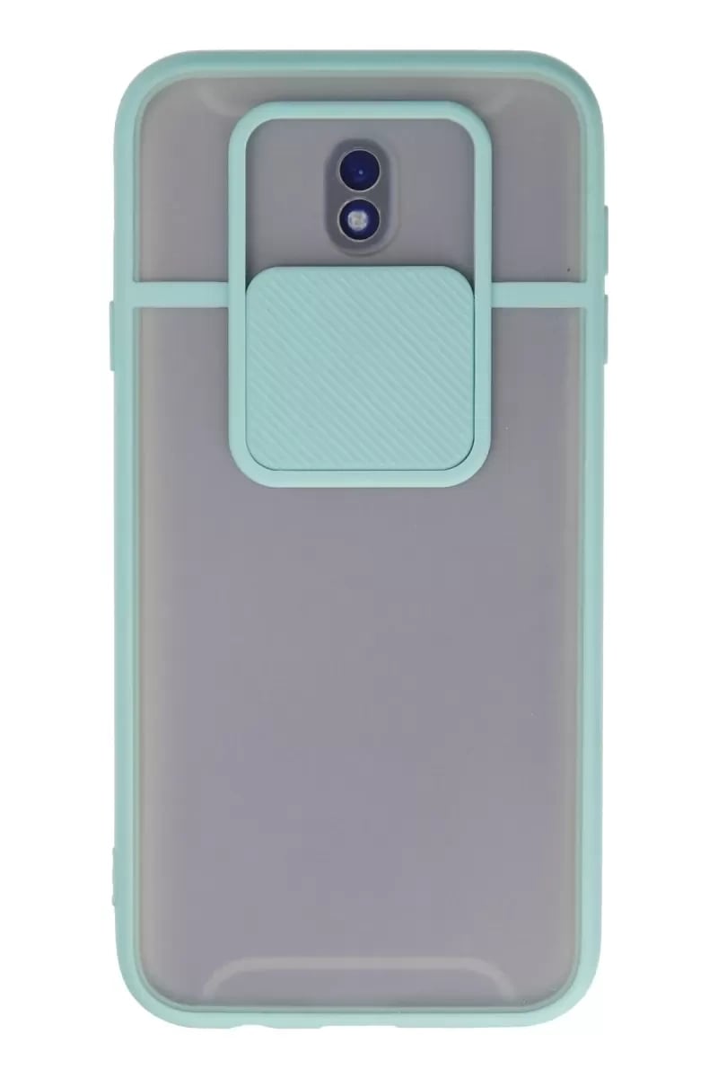 Samsung Galaxy J7 Pro / J730 Kılıf Palm Buzlu Kamera Sürgülü Silikon - Turkuaz