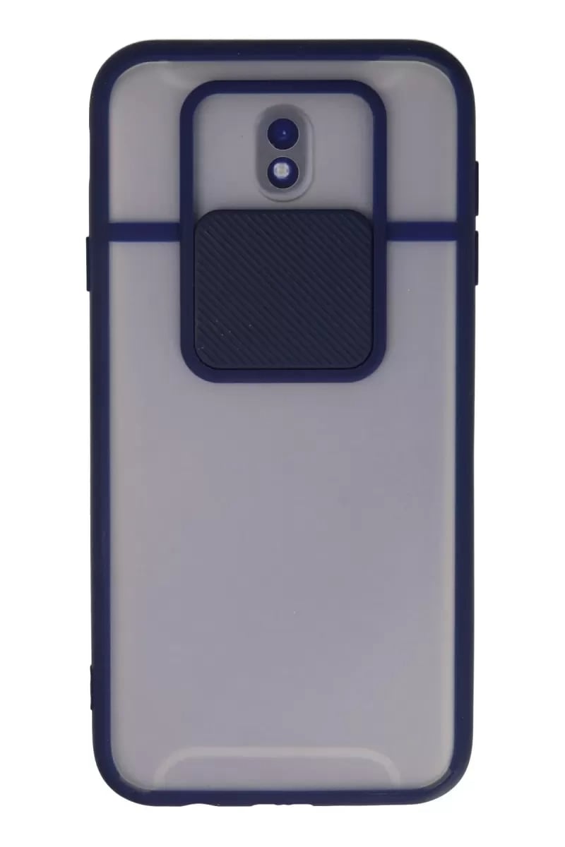 Samsung Galaxy J7 Pro / J730 Kılıf Palm Buzlu Kamera Sürgülü Silikon - Lacivert