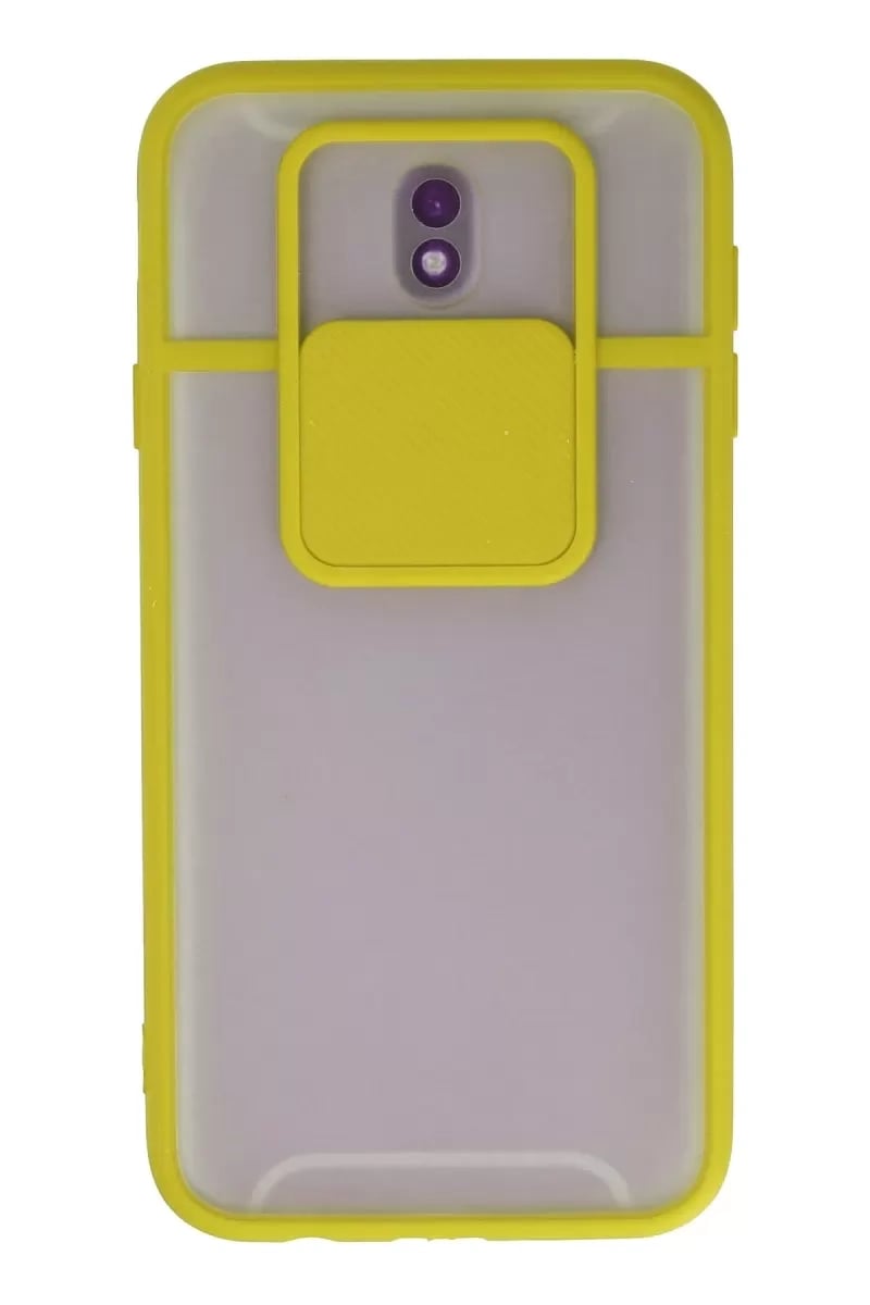 Samsung Galaxy J7 Pro / J730 Kılıf Palm Buzlu Kamera Sürgülü Silikon - Sarı