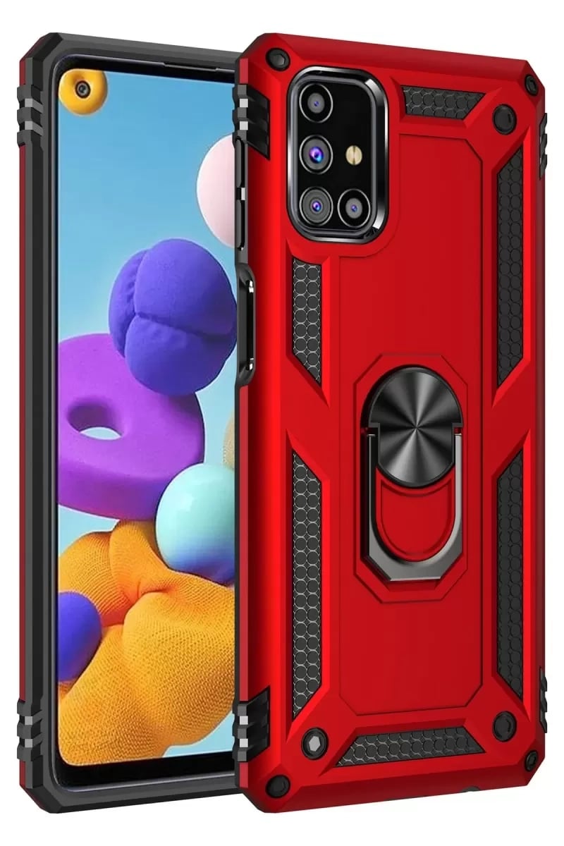 Samsung Galaxy M31S Kılıf Sofya Yüzüklü Silikon Kapak - Kırmızı