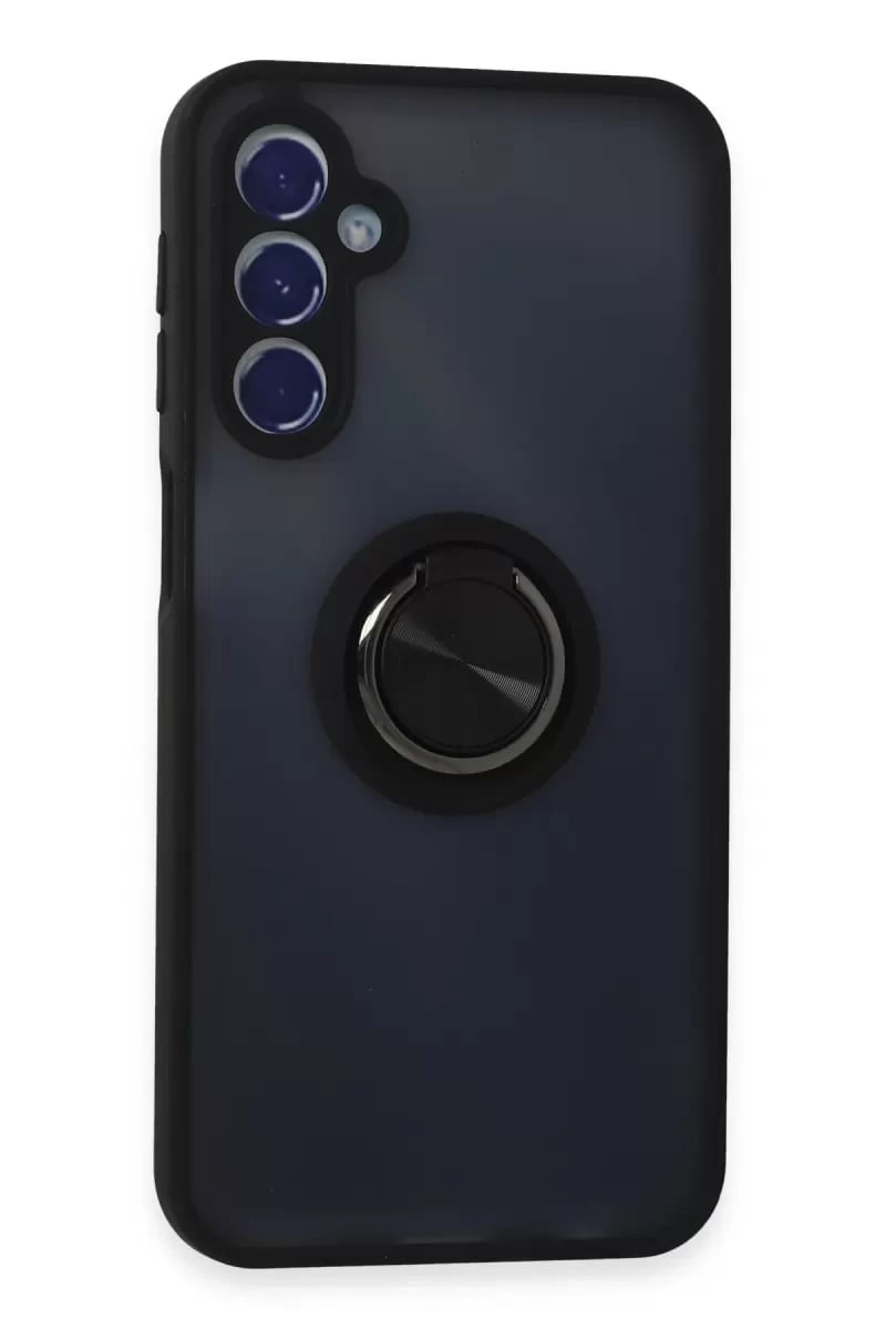 Samsung Galaxy M34 5G Kılıf Montreal Yüzüklü Silikon Kapak - Siyah