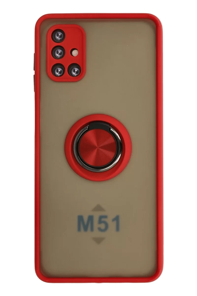 Samsung Galaxy M51 Kılıf Montreal Yüzüklü Silikon Kapak - Kırmızı