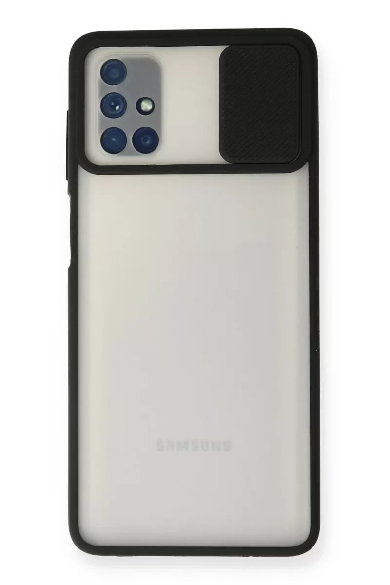 Samsung Galaxy M51 Kılıf Palm Buzlu Kamera Sürgülü Silikon - Siyah