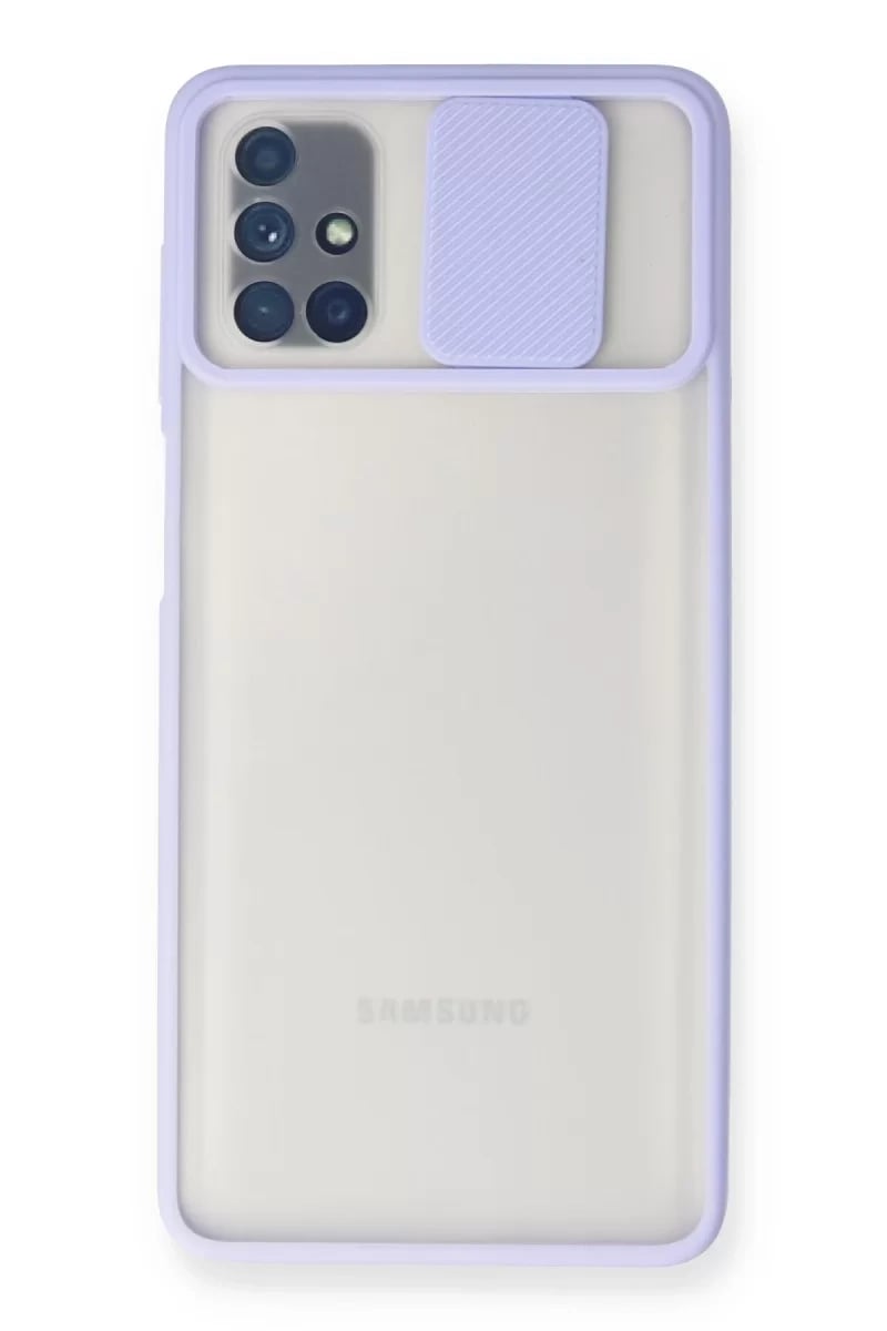 Samsung Galaxy M51 Kılıf Palm Buzlu Kamera Sürgülü Silikon - Lila