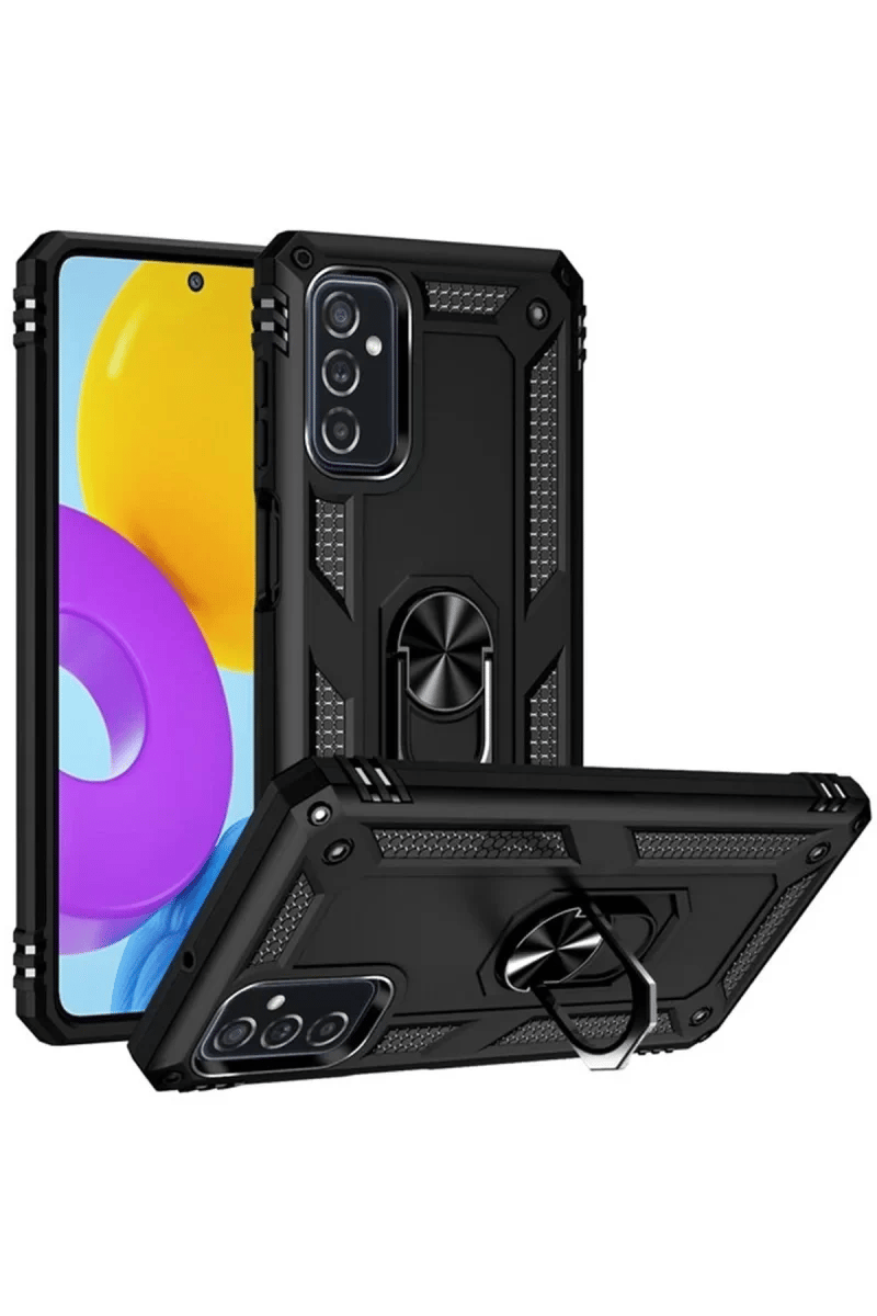 Samsung Galaxy M52 5G Kılıf Sofya Yüzüklü Silikon Kapak - Siyah