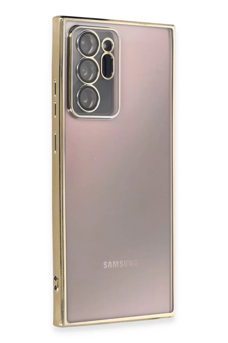 Samsung Galaxy Note 20 Ultra Kılıf Lensli Silikon - Gold