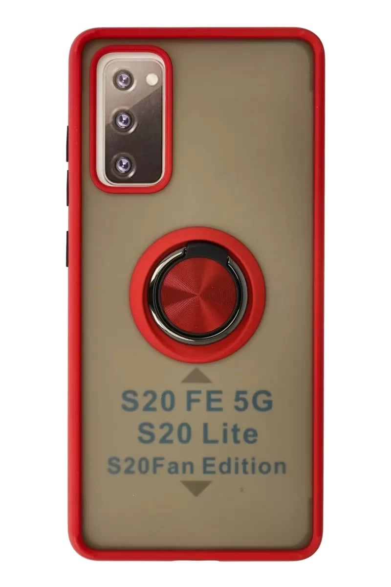 Samsung Galaxy S20 FE Kılıf Montreal Yüzüklü Silikon Kapak - Kırmızı