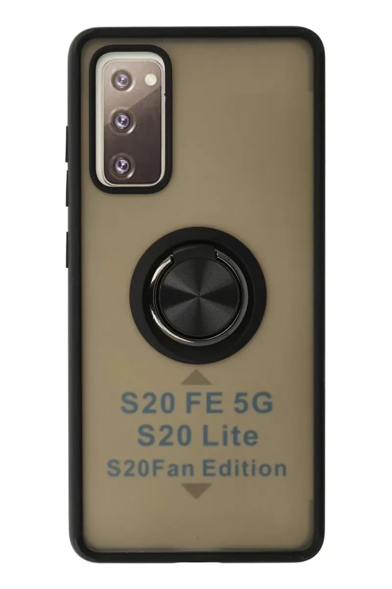 Samsung Galaxy S20 FE Kılıf Montreal Yüzüklü Silikon Kapak - Siyah