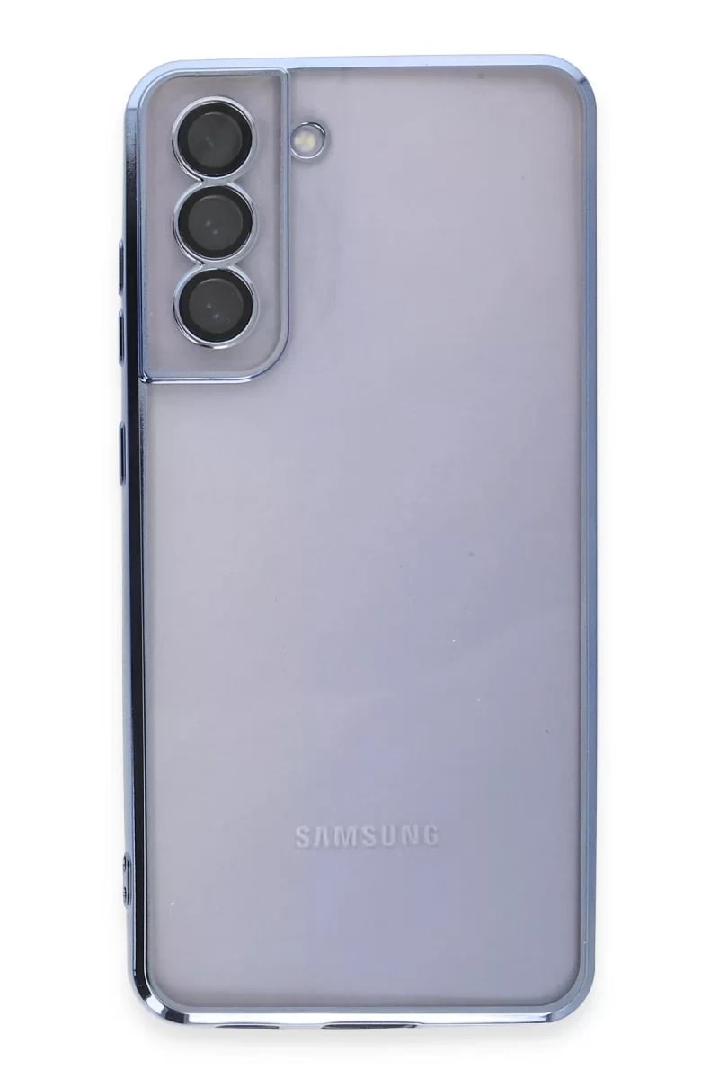 Samsung Galaxy S21 FE Kılıf Lensli Silikon - Açık Mavi