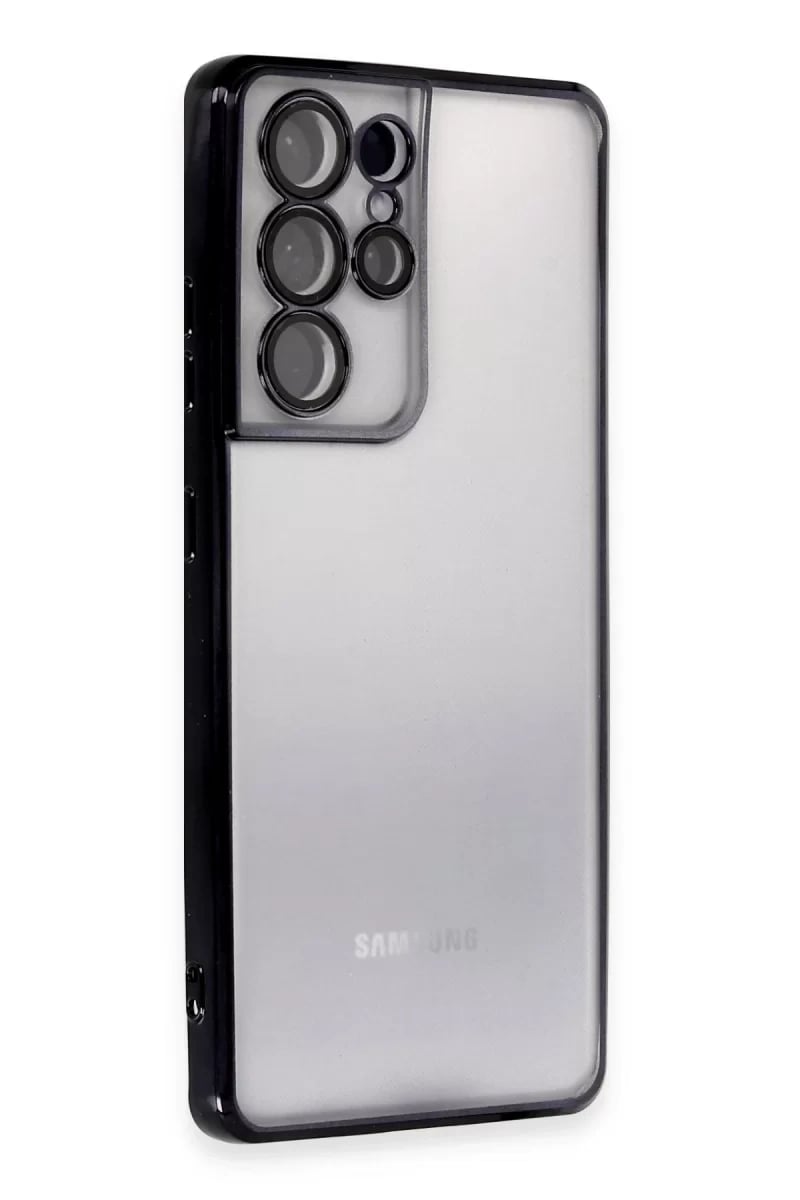 Samsung Galaxy S21 Ultra Kılıf Lensli Silikon - Siyah