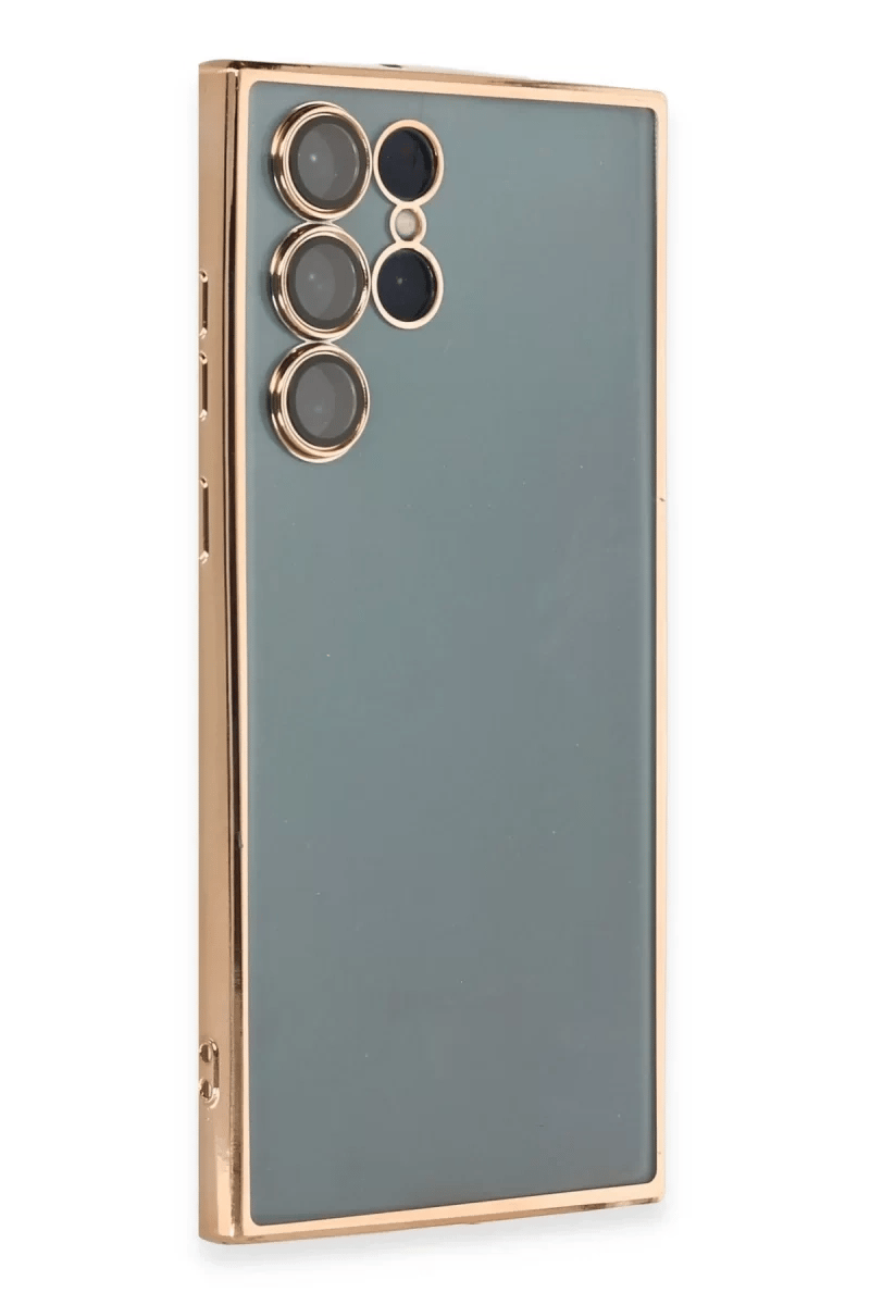 Samsung Galaxy S22 Ultra Kılıf Lensli Silikon - Gold