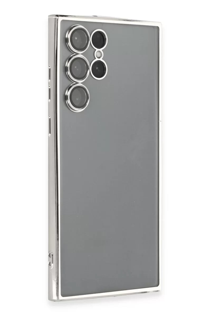 Samsung Galaxy S22 Ultra Kılıf Lensli Silikon - Gümüş