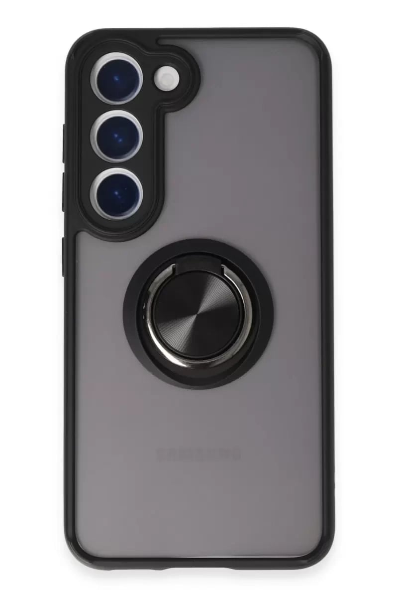 Samsung Galaxy S23 Kılıf Montreal Yüzüklü Silikon Kapak - Siyah