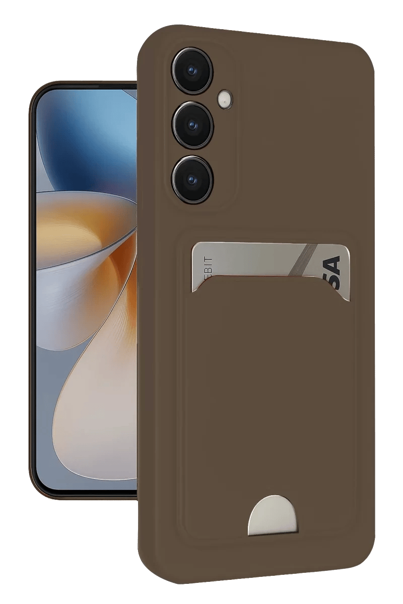 Samsung Galaxy S24 FE Kılıf Kelvin Kartvizitli Silikon - Kahverengi