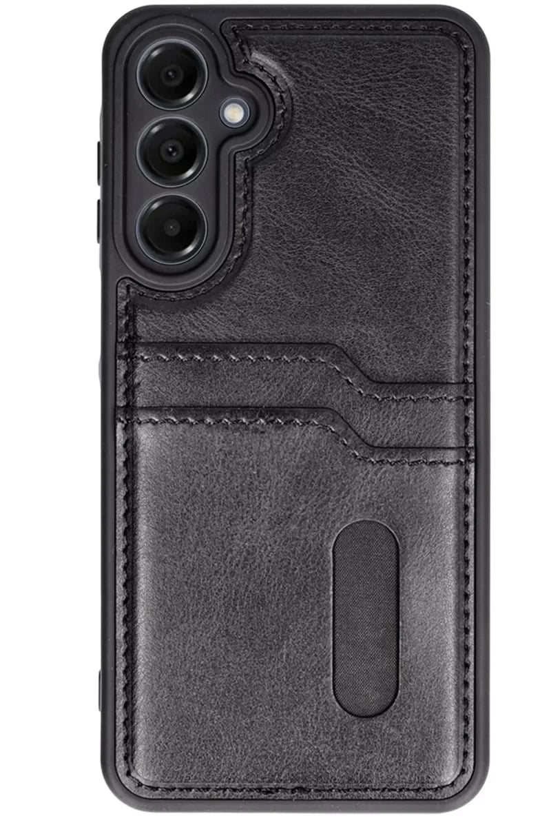 Samsung Galaxy S24 FE Kılıf Sara Kartvizitli Deri Kılıf - Siyah