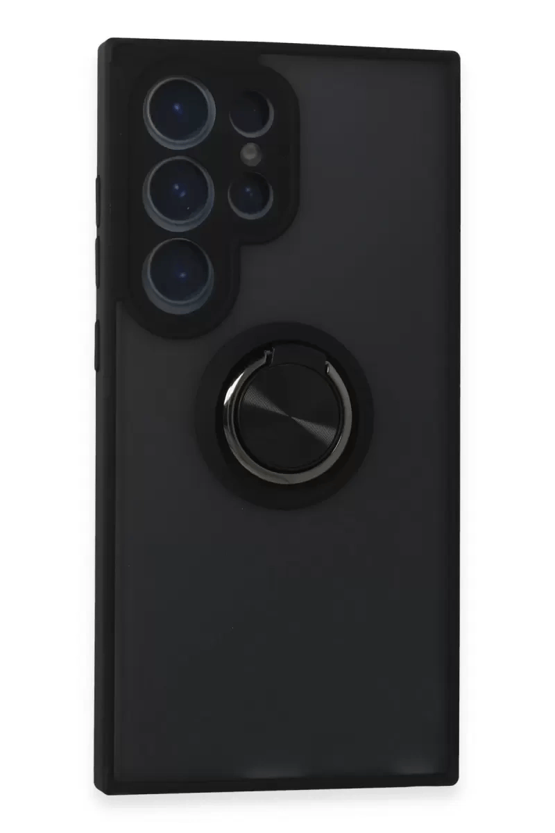 Samsung Galaxy S24 Ultra Kılıf Montreal Yüzüklü Silikon Kapak - Siyah