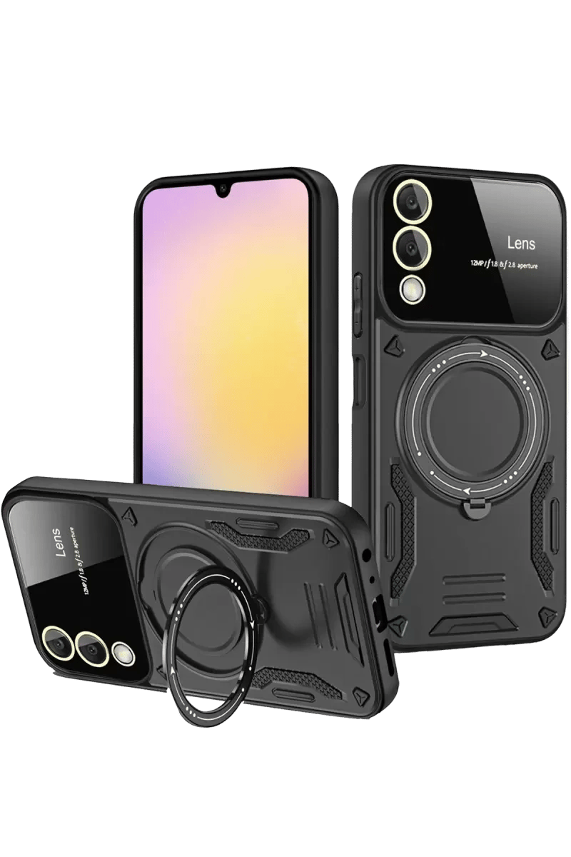 Samsung Galaxy S25 Edge Kılıf Joy Lens Standlı Kapak - Siyah