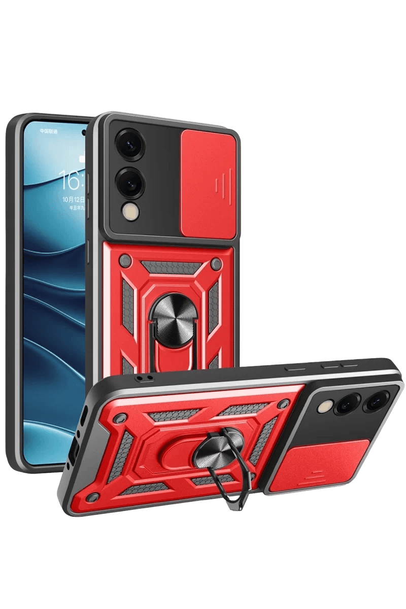 Samsung Galaxy S25 Edge Pars Lens Yüzüklü Silikon - Kırmızı