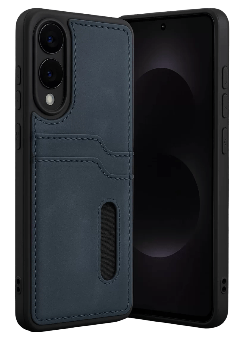 Samsung Galaxy S25 Edge Sara Kartvizitli Deri Kılıf - Lacivert