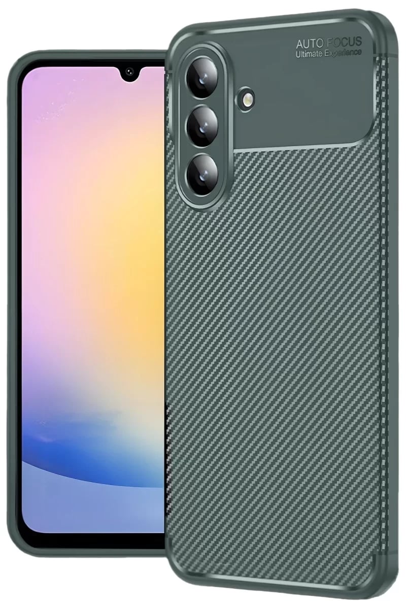 Samsung Galaxy S25 FE Auto Focus Karbon Kapak - Koyu Yeşil