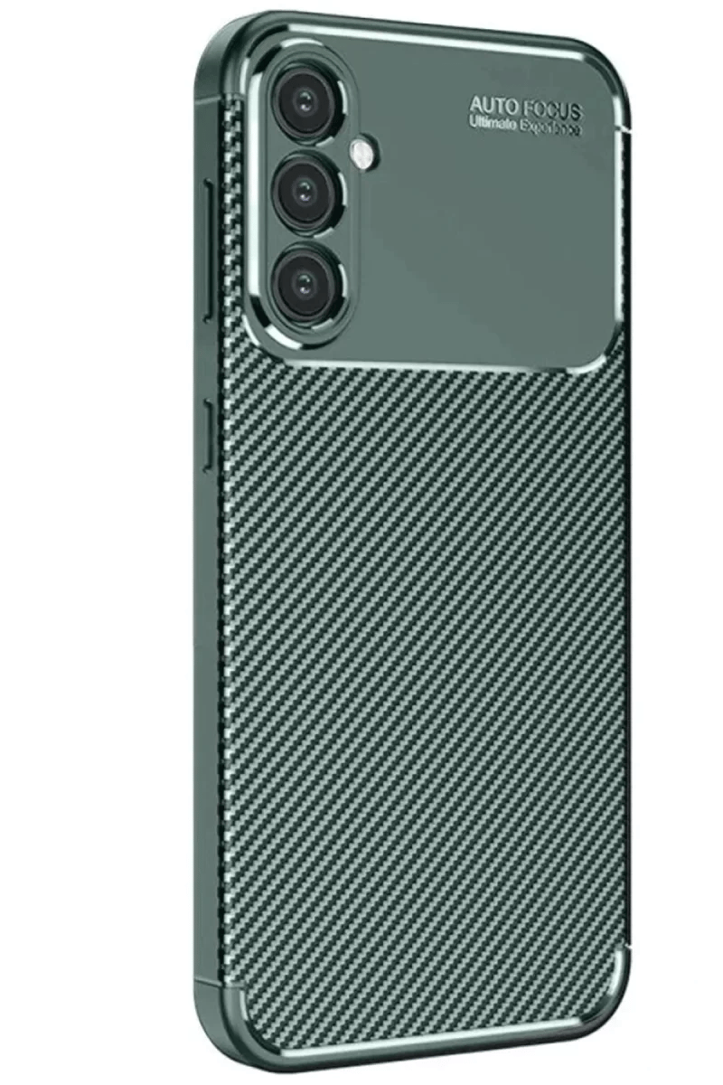 Samsung Galaxy S25 Kılıf Auto Focus Karbon Kapak - Koyu Yeşil