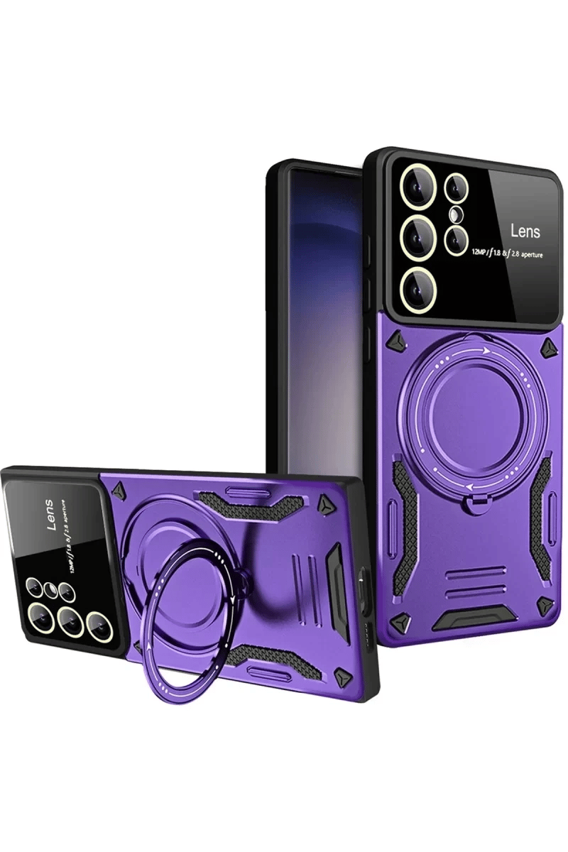Samsung Galaxy S25 Ultra Kılıf Joy Lens Standlı Kapak - Mor