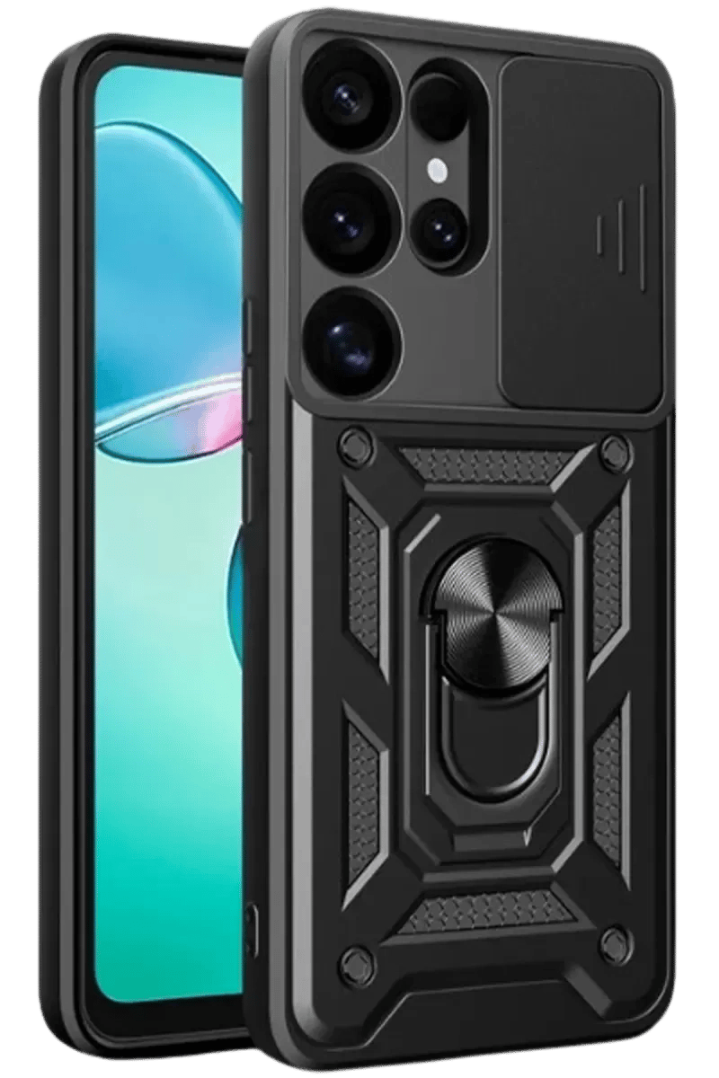 Samsung Galaxy S25 Ultra Kılıf Pars Lens Yüzüklü Silikon - Siyah