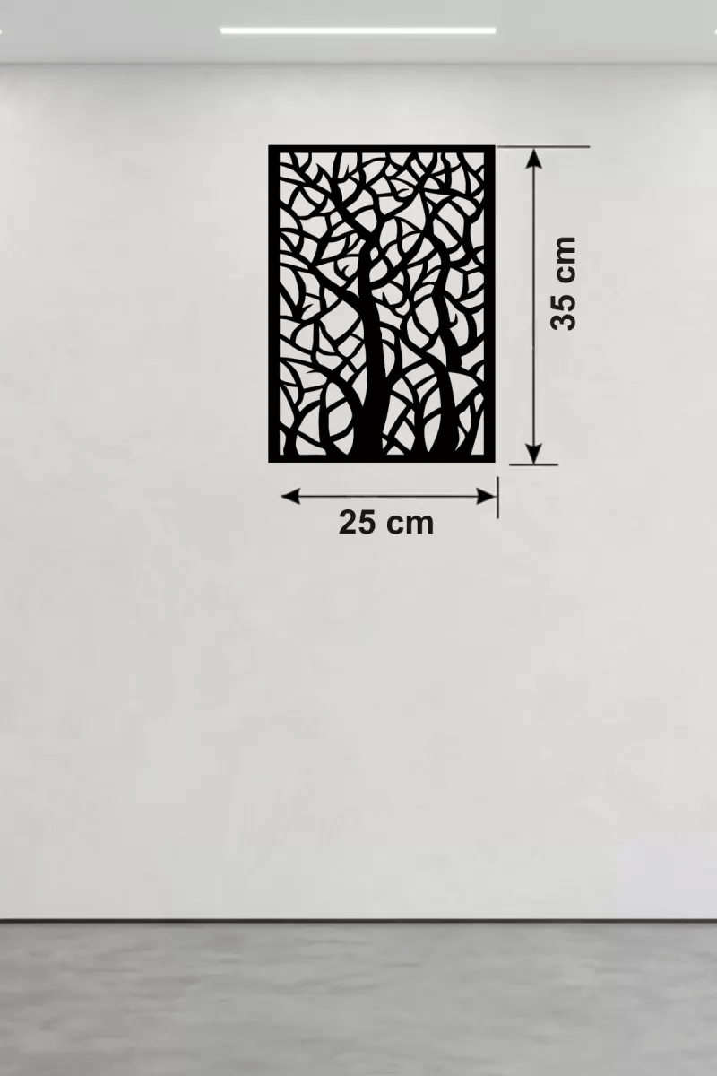 Soyut Ağaç Dalları Ahşap Duvar Tablosu - 25x35 cm Lazer Kesim Dekoratif Pano