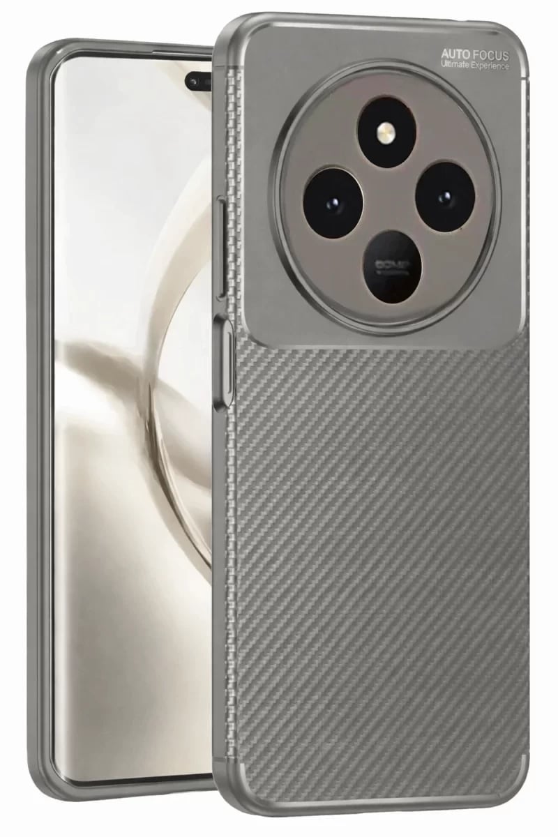 Tecno Spark 30 Kılıf Auto Focus Karbon Kapak - Gri