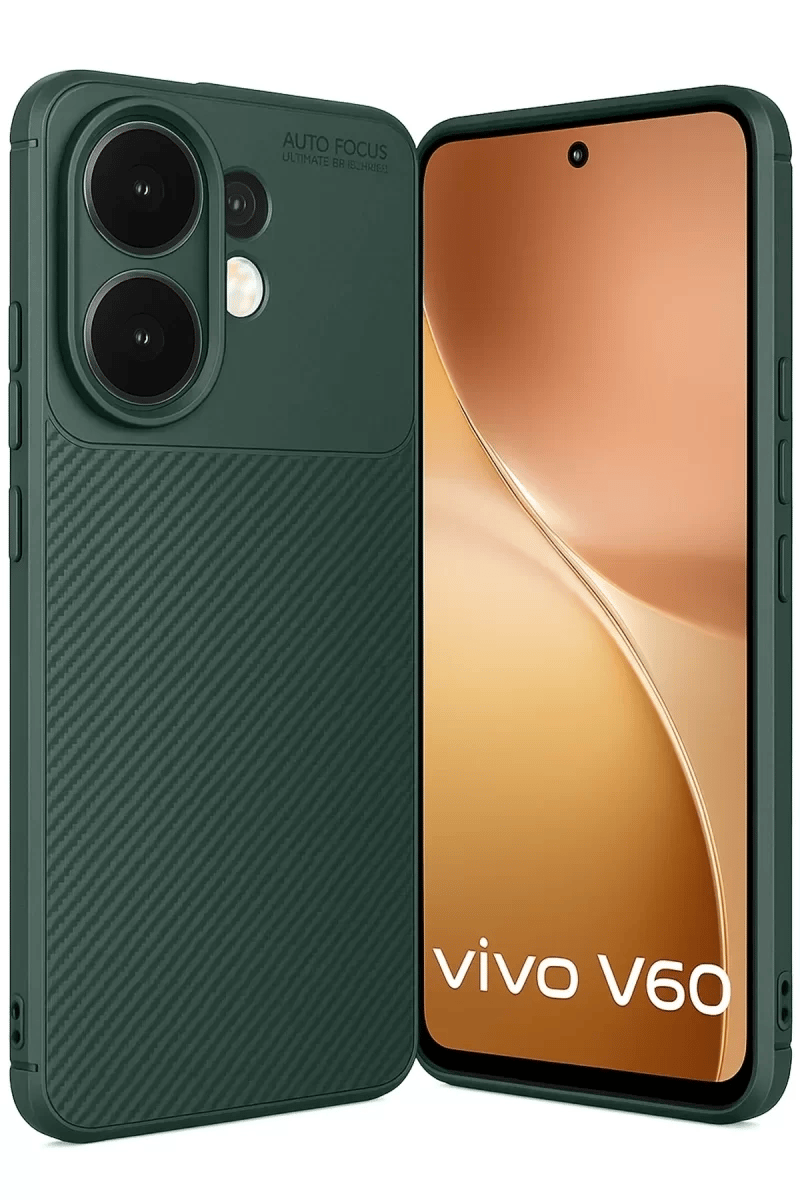 Vivo V60 5G Auto Focus Karbon Kapak - Koyu Yeşil