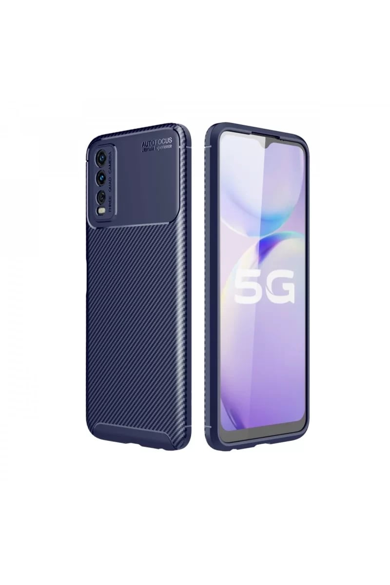 Vivo Y11S Kılıf Auto Focus Karbon Kapak - Lacivert