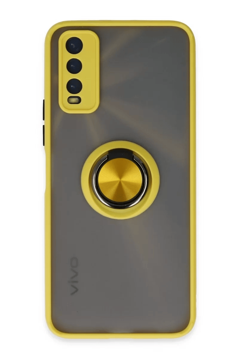 Vivo Y11S Kılıf Montreal Yüzüklü Silikon Kapak - Sarı