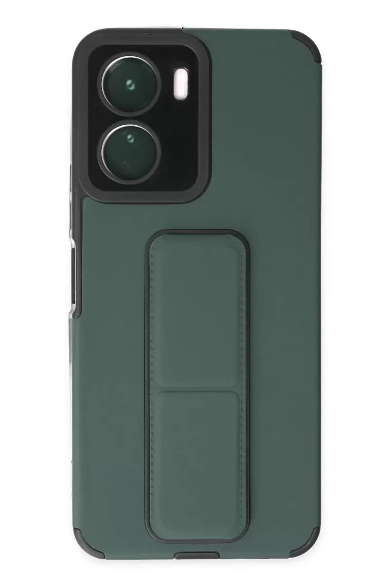 Vivo Y16 Kılıf Mega Standlı Silikon - Yeşil