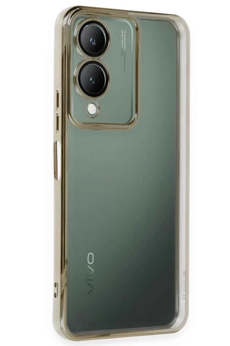 Vivo Y17S Kılıf Lensli Silikon - Gold
