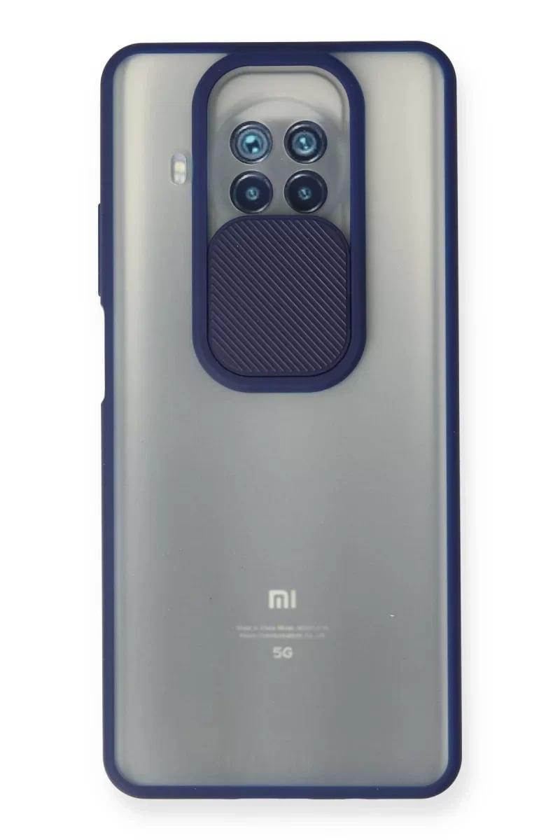 Xiaomi Mi 10T Lite Kılıf Palm Buzlu Kamera Sürgülü Silikon - Lacivert
