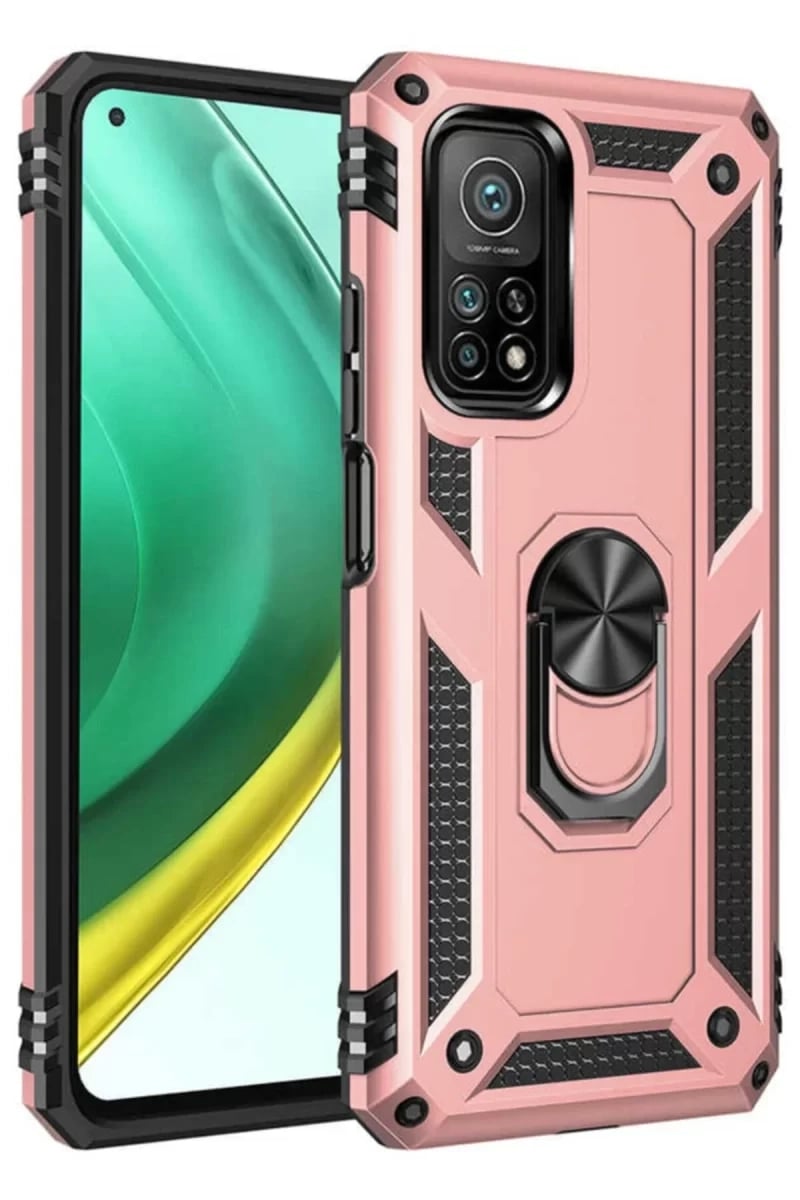Xiaomi Mi 10T Pro Kılıf Sofya Yüzüklü Silikon Kapak - Rose